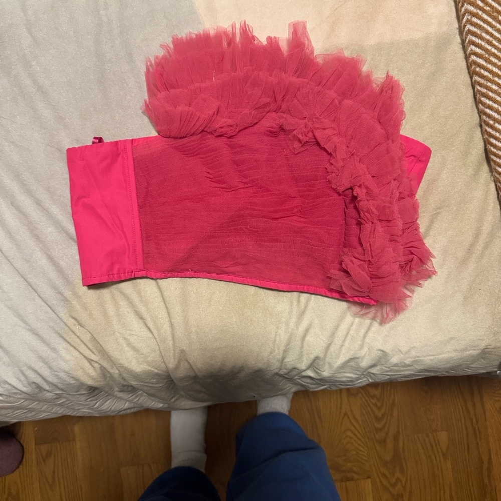 Ranna Gill Pink Ruffled Strapless Top - Picture 3 of 9